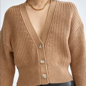 Canberra Cardigan - Heather Gold Camel - Size S